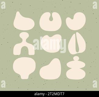 Art abstrait stylisé icônes différentes formes dessinant sur fond brun Illustration de Vecteur