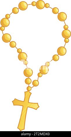 Perles de rosaire catholique vecteur avec croix Illustration de Vecteur