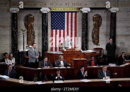 Washington, États-Unis. 20 octobre 2023. Un troisième tour de scrutin pour élire un nouveau président de la Chambre sur Capitol Hill à Washington le 20 octobre 2023. Photo de Yuri Gripas/ABACAPRESS.COM crédit : Abaca Press/Alamy Live News Banque D'Images