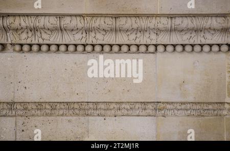 Détails des murs de pierre du Panthéon, le Temple de tous les Dieux. PARIS - 29 AVRIL 2019 Banque D'Images