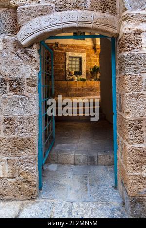 Blue Gate porte voûtée dans le vieux Jaffa, Israël Banque D'Images