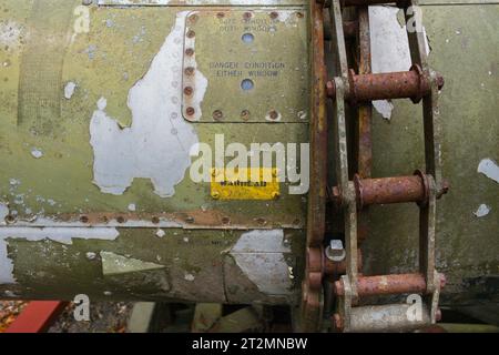 Enseigne d'ogives peinte sur un missile au musée aéronautique Doncaster Banque D'Images