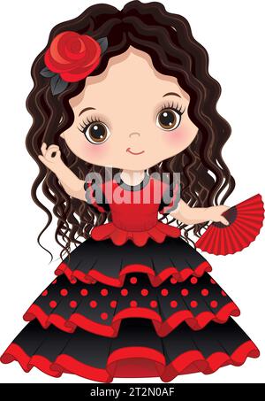 Image de dessin animé vectoriel de Little Girl Dancing Flamenco Illustration de Vecteur