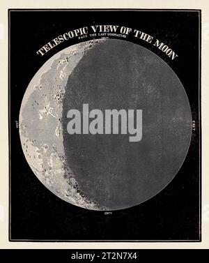 Illustration d'astronomie antique. La Lune. Circa 1850 Banque D'Images
