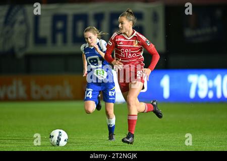Oostakker, Belgique. 20 octobre 2023. Nadege Francois (21) de Standard photographié lors d'un match de football féminin entre AA Gent Ladies et Standard Femina de Liège lors de la 7e journée de la saison 2023 - 2024 de la Super League Belgian Lotto Womens, le vendredi 20 octobre 2023 à Oostakker, BELGIQUE . Crédit : Sportpix/Alamy Live News Banque D'Images