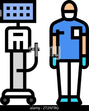 illustration vectorielle de l'icône couleur du ventilateur du thérapeute respiratoire Illustration de Vecteur