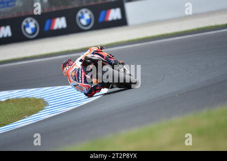 MELBOURNE, AUSTRALIE. 21 octobre 2023. Guru par Gryfyn Australian Motorcycle Grand Prix of Australia. L'Espagnol Marc Marquez, Repsol Honda Team lors des qualifications MotoGP au MotoGP australien. Crédit photo : Karl Phillipson/Alamy Live News Banque D'Images