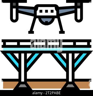 illustration vectorielle d'icône de couleur de drone d'inspection de pont Illustration de Vecteur