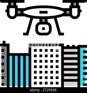 illustration vectorielle d'icône couleur de cartographie de drone Illustration de Vecteur