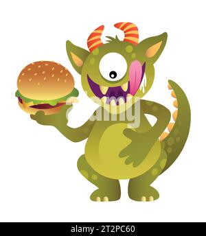 personnage de monstre de dessin animé coloré pour l'illustration de jeu ou de mascotte Illustration de Vecteur