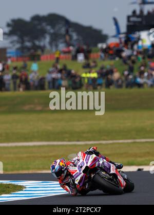 Phillip Island Grand Prix circuit, 21 octobre 2023 : Jorge Martín (ESP) du Pramac Racing lors du MotoGP Australian Motorcyle Grand Prix 2023. Corleve/Alamy Live News Banque D'Images