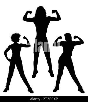 beau bodybuilder fille forte montrant sa silhouette de pose musculaire Illustration de Vecteur