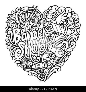 Décoration de barbier badge illustration de conception de doodle Illustration de Vecteur