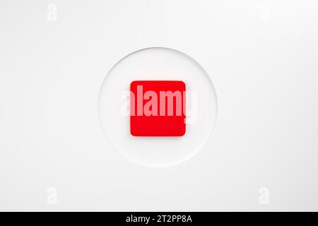 Bouton d'arrêt audio ou vidéo sur fond blanc. Rendu 3D. Banque D'Images