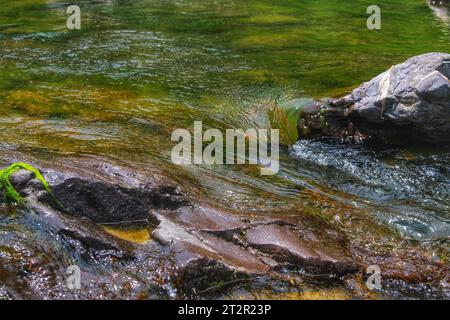 Découvrez l'allure fascinante d'une rivière en Chine ornée de formations rocheuses uniques et captivantes, une merveille naturelle à voir Banque D'Images