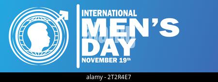 Journée internationale des hommes. Novembre 19. Concept de vacances. Modèle pour arrière-plan, bannière, carte, affiche avec inscription de texte. Illustration vectorielle. Illustration de Vecteur