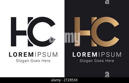 Design initial de luxe HC ou CH Monogram Text Letter logo Illustration de Vecteur