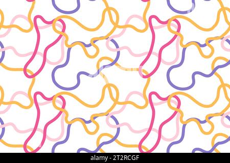 Squiggle Cute modèle sans couture naïf. Style abstrait créatif et brillant. Illustration de fond coloré pour la célébration. Mur dessiné à la main simple Illustration de Vecteur