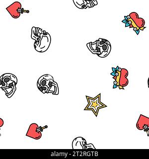 tattoo art rose style vintage modèle sans couture vecteur Illustration de Vecteur