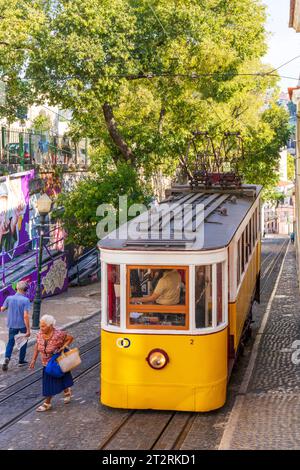 Elevador do Lavra, le plus ancien funiculaire de Lisbonne Lisbonne Lisbonne, Portugal, Europe Banque D'Images