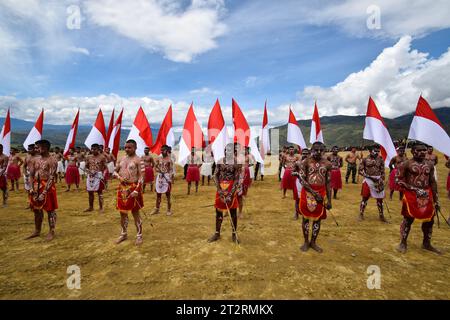 Cérémonie d'ouverture du festival de la vallée de Baliem Banque D'Images