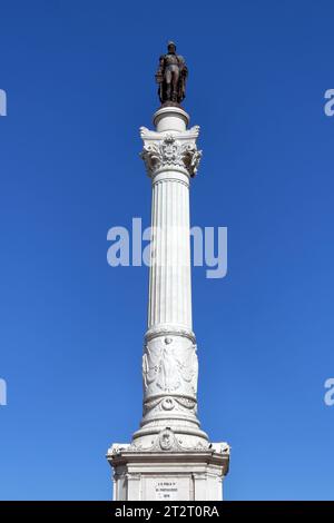 La colonne de Pedro IV (portugais : Coluna de D. Pedro IV), monument au roi Pierre IV du Portugal, au centre de la place Rossio Banque D'Images