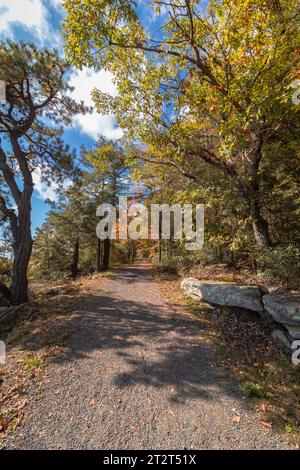 Minnewaska State Park Preserve à Kerhonkson NY avec un feuillage d'automne brillant sur la Hamilton point Carriage Road Banque D'Images