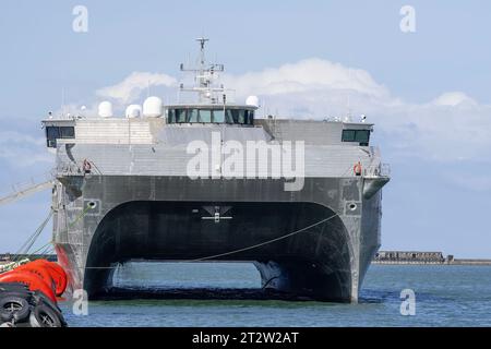 Le Havre, France - navire militaire USNS CARSON VILLE à côté au port du Havre. Banque D'Images