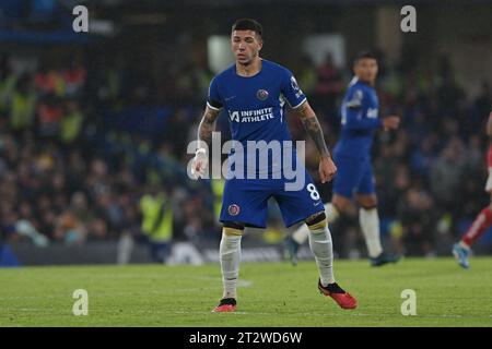 Londres, Royaume-Uni. 21 octobre 2023. Enzo Fernandez de Chelsea lors du match de Chelsea vsArsenal Premier League à Stamford Bridge London Credit : MARTIN DALTON/Alamy Live News Banque D'Images