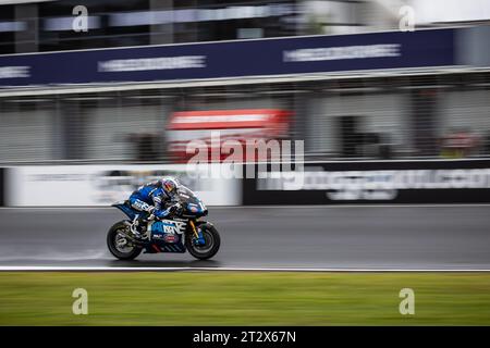 Melbourne, Australie, 22 octobre 2023. ROBERTS Joe (JRob) des États-Unis sur l'Italtrans Racing Team KALEX lors de la séance d'échauffement du MotoGP australien sur le circuit du Grand Prix de Phillip Island le 22 octobre 2023 à Melbourne, Australie. Crédit : Santanu Banik/Speed Media/Alamy Live News Banque D'Images