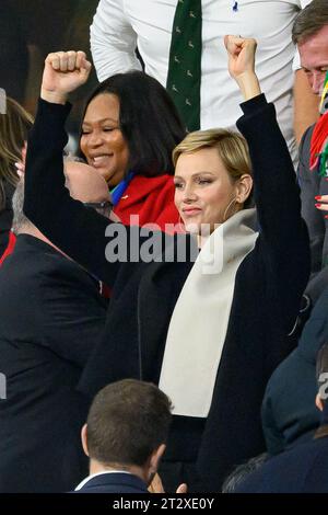 Saint Denis, France. 21 octobre 2023. La princesse Charlene de Monacoassiste à la coupe du monde de Rugby, France., . À Paris, France. Photo de Laurent Zabulon/ABACAPRESS.COM crédit : Abaca Press/Alamy Live News Banque D'Images