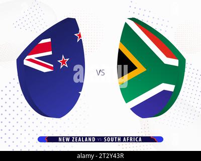 Finale de rugby Nouvelle-Zélande contre Afrique du Sud, compétition internationale de rugby 2023. Modèle pour tournoi mondial. Illustration de Vecteur