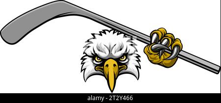 Joueur de Hockey sur Glace Eagle Sports Animal Mascot Illustration de Vecteur