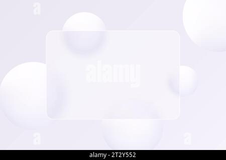 Bannière horizontale avec effet de superposition en verre avec boules 3D blanches. Style morphisme du verre. Illustration de Vecteur