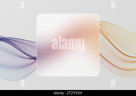 Fond clair avec une plaque rectangulaire de morphisme de verre au centre. Modèle de bannière horizontale avec cadre translucide pour le texte et lisse Illustration de Vecteur