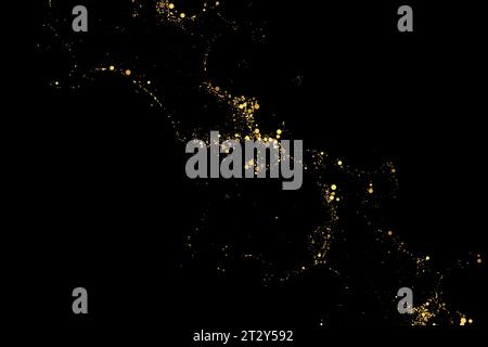 Vague scintillante de confettis. Vecteur fond étincelant doré sur noir. Illustration de Vecteur