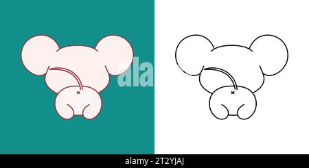 Set Vector Baby Rat multicolore et Noir et blanc. Kawaii clip Art Rat. Illustration vectorielle mignonne d'un animal Kawaii pour autocollants, douche de bébé Illustration de Vecteur