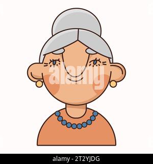 Avatar de femme âgée âgée isolée Illustration de Vecteur