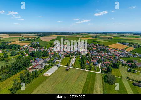 Vue aérienne de la zone des landes autour du lac Federsee près de Bad Buchau en haute Souabe Banque D'Images