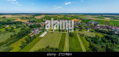 Vue aérienne de la zone des landes autour du lac Federsee près de Bad Buchau en haute Souabe Banque D'Images