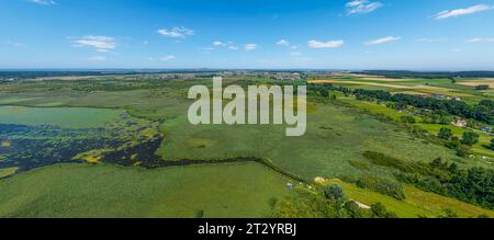 Vue aérienne de la zone des landes autour du lac Federsee près de Bad Buchau en haute Souabe Banque D'Images