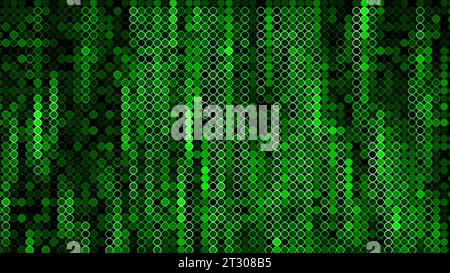 Vert clignotant lignes de pixels clignotants. Mouvement. Concept de code de programme. Banque D'Images