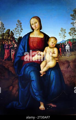 Madone avec enfant Pietro Peruginoc 1502 Musée, Italie Pietro Perugino 1446 - 1523 Pietro Perugino, né Pietro Vannucci, était un peintre italien de la Renaissance de l'école ombrienne, Raphaël était son élève le plus célèbre. Banque D'Images
