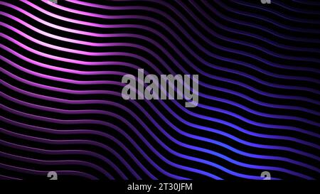 Lignes courbes de lignes métalliques sur fond noir. Conception. Courbes ondulées psychédéliques des lignes. Les lignes se plient en vagues dans l'illusion psychédélique Banque D'Images