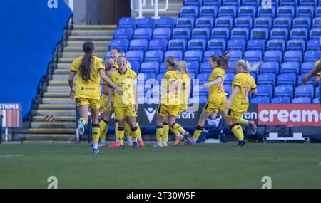 Reading, Royaume-Uni. 22 octobre 2023. Reading, Angleterre, le 22 octobre 2023 : Sheffield United célèbre sa 3-0e édition lors du match de championnat Barclays Womens entre Reading et Sheffield United au Select car Leasing Stadium, Reading. (Tom Phillips/SPP) crédit : SPP Sport Press photo. /Alamy Live News Banque D'Images