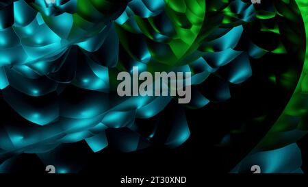 Texture d'hexagones ondulant sur tout l'écran. Conception. Vagues de tissu 3D vertes Banque D'Images