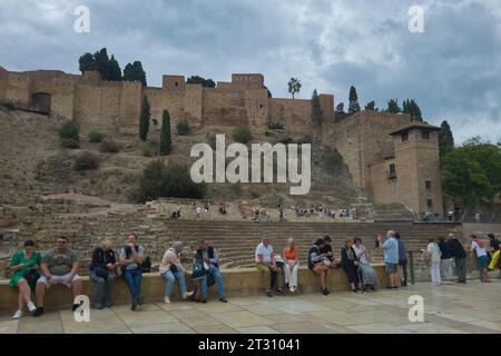 Le théâtre romain et l'Alcazaba. Málaga, Espagne. Banque D'Images