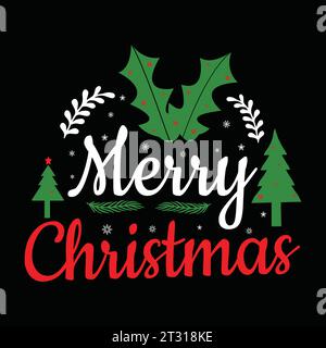 Joyeux Noël Magic Tshirt Design avec typographie de lettrage festive Illustration de Vecteur