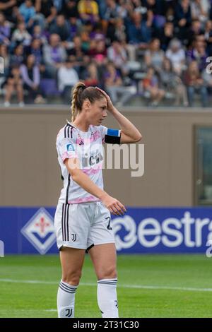 Florence, Italie. 22 octobre 2023. Florence, Italie, 22 octobre 2023 : Cecilia Salvai (23 Juventus) lors du match de Serie A Women League entre Fiorentina Women et Juventus Women au Viola Park à Florence, Italie. (Sara Esposito/SPP) crédit : SPP Sport Press photo. /Alamy Live News Banque D'Images