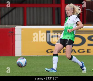 Dagenham, Royaume-Uni. 22 octobre 2023. Grace Fisk de Liverpool Women lors DU match de la FA WOMEn'S SUPER LEAGUE entre West Ham United Women et Liverpool Women au Chigwell Construction Stadium, Dagenham le 22 octobre 2023 Credit : action Foto Sport/Alamy Live News Banque D'Images